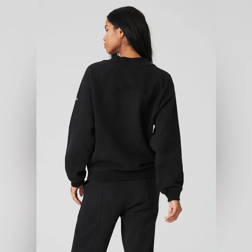 Alo Yoga Heavy Weight Free Time Crew Neck Pullover - Black Size XS NWT